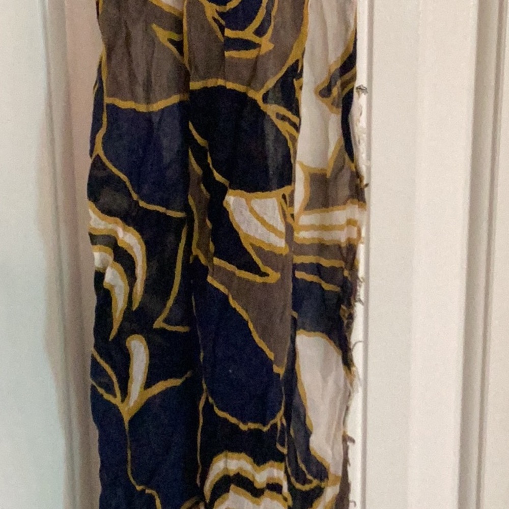 Navy and Gold Pattern Scarf - Picture 2 of 2